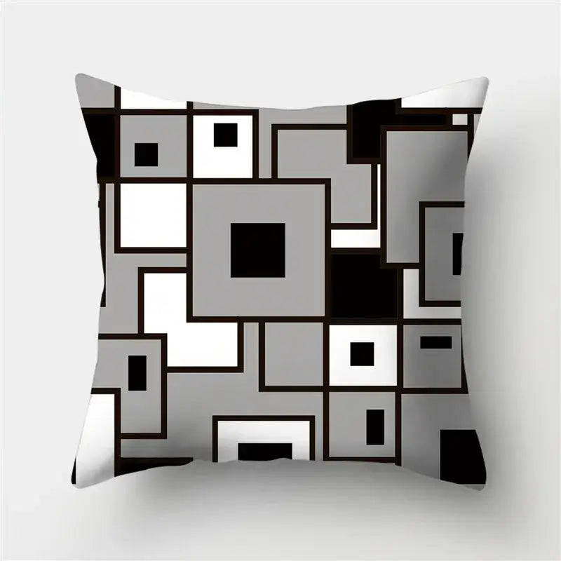 Modern black white & gold geometric stripes pillowcase living room