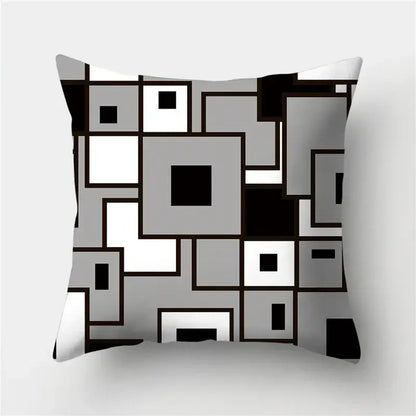 Modern black white & gold geometric stripes pillowcase living room