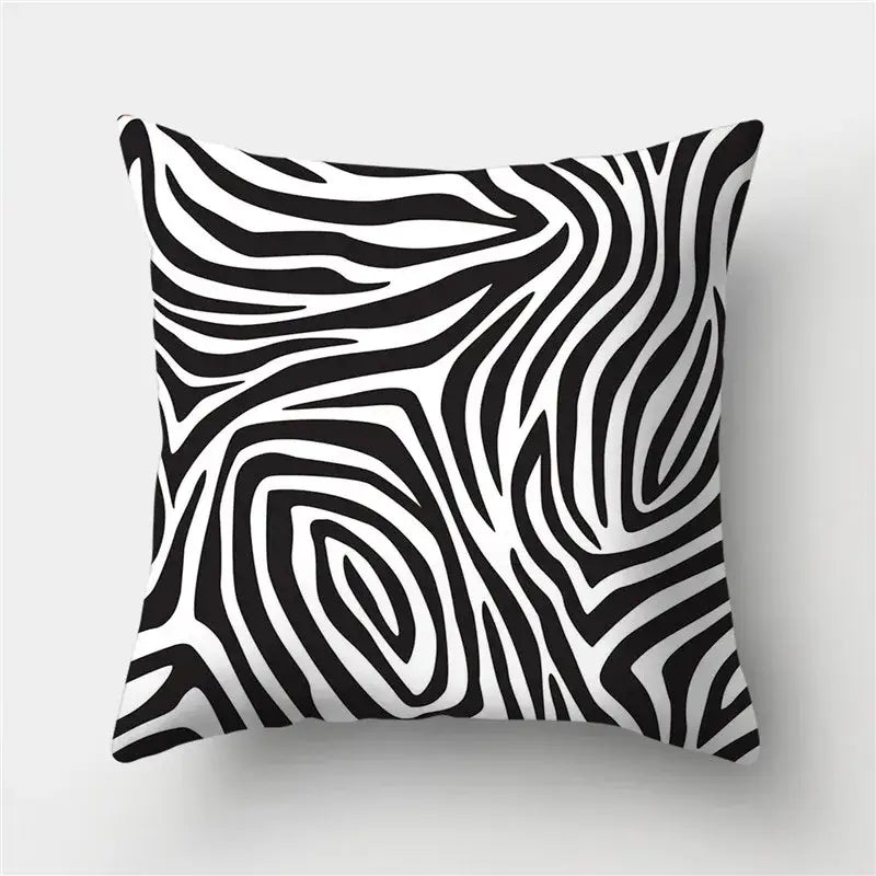 Modern black white & gold geometric stripes pillowcase living room