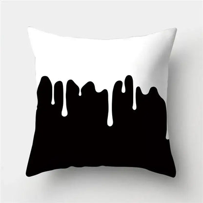 Modern black white & gold geometric stripes pillowcase living room