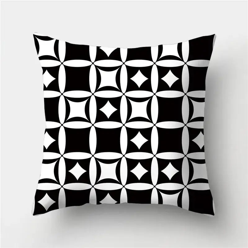 Modern black white & gold geometric stripes pillowcase living room