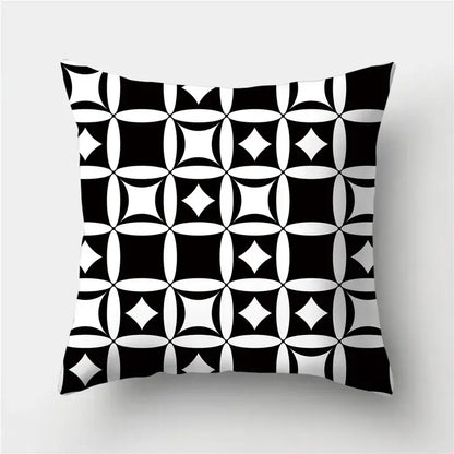 Modern black white & gold geometric stripes pillowcase living room