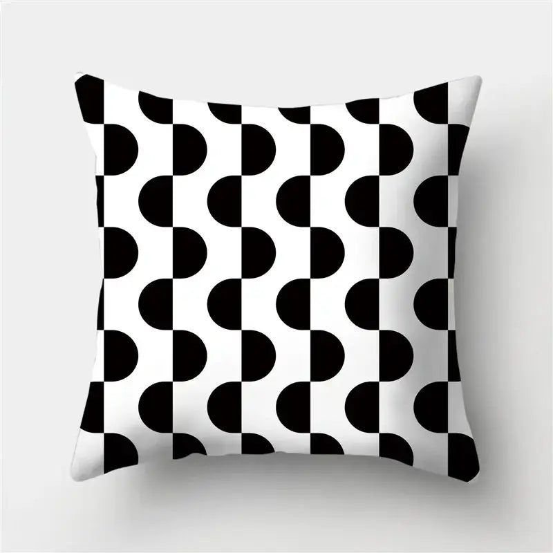 Modern black white & gold geometric stripes pillowcase living room