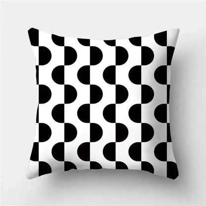 Modern black white & gold geometric stripes pillowcase living room