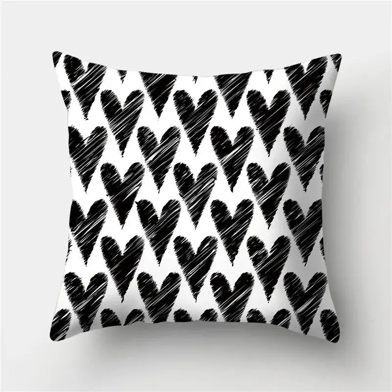 Modern black white & gold geometric stripes pillowcase living room
