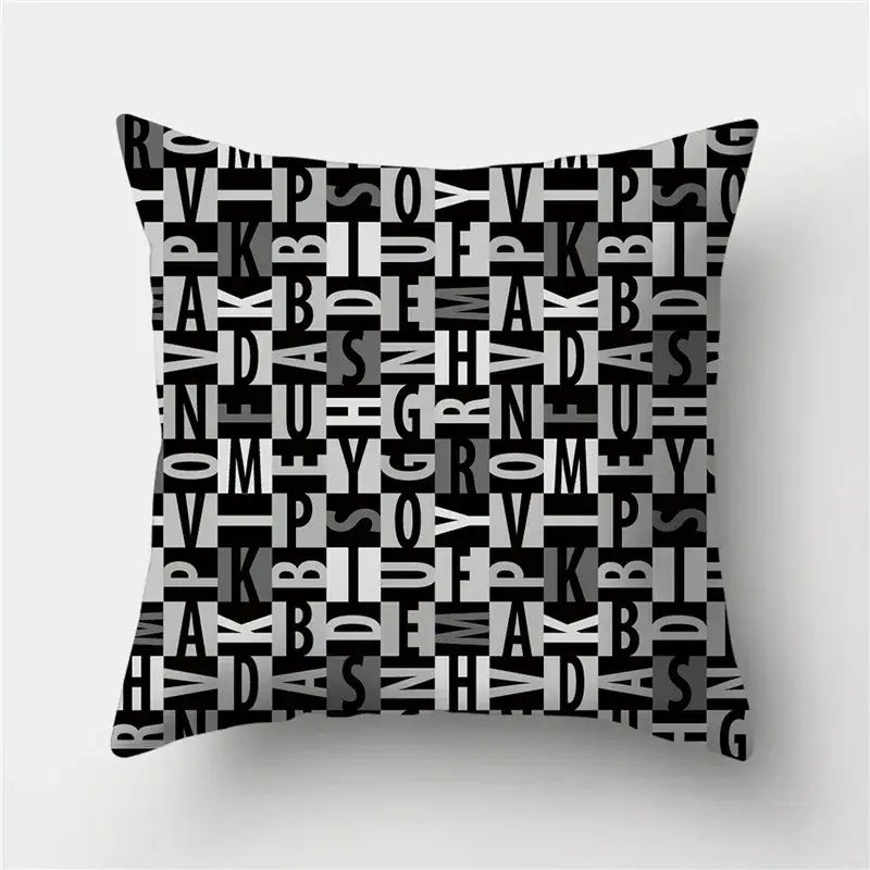 Modern black white & gold geometric stripes pillowcase living room