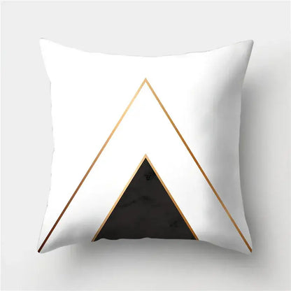 Modern black white & gold geometric stripes pillowcase living room