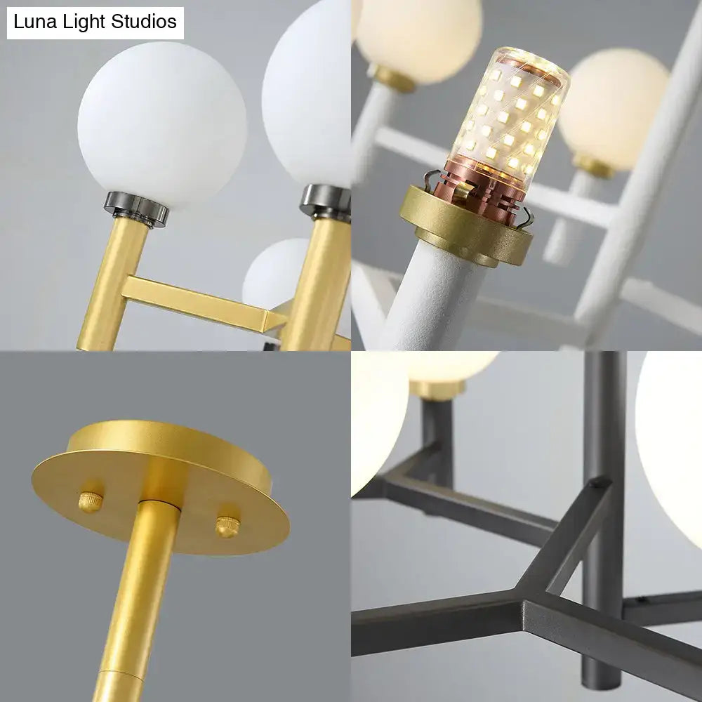 Modern black white gold orbit chandelier pendant for living room
