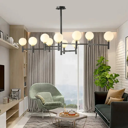 Modern black white gold orbit chandelier pendant for living room