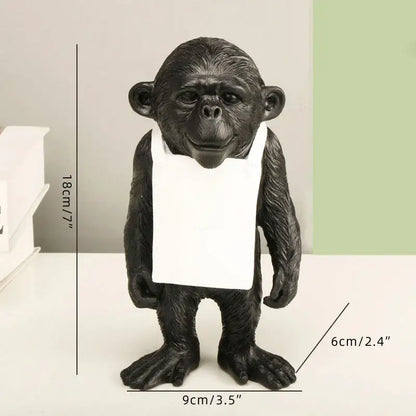 Modern black & white gorilla sculpture resin figurine living room decor