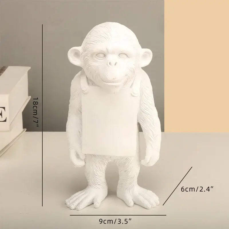 Modern black & white gorilla sculpture resin figurine living room decor