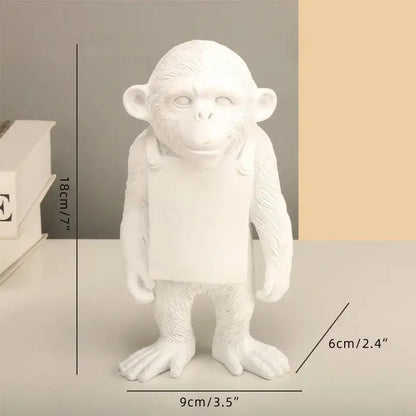 Modern black & white gorilla sculpture resin figurine living room decor