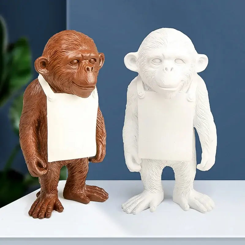 Modern black & white gorilla sculpture resin figurine living room decor
