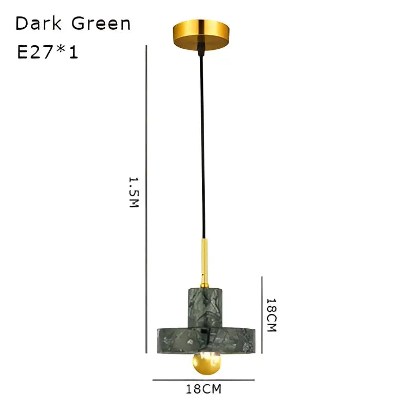 Modern black & white green marble pendant light dining room