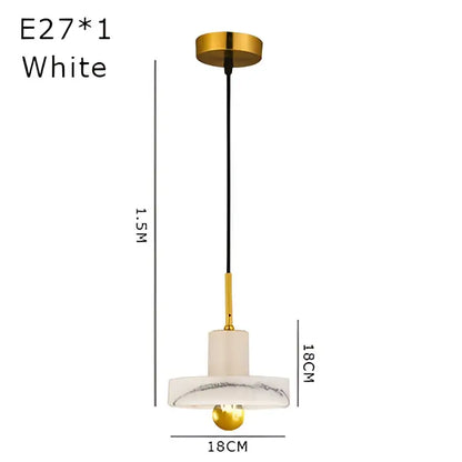 Modern black & white green marble pendant light dining room