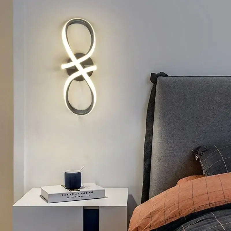 Modern black & white infinity led wall sconce bedroom light