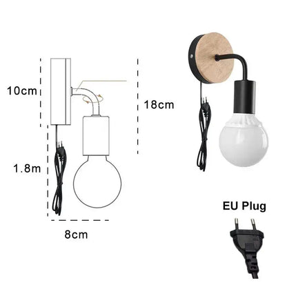 Modern black & white iron art wall light bedroom sconce