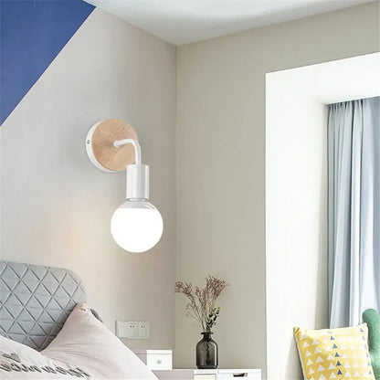 Modern black & white iron art wall light bedroom sconce