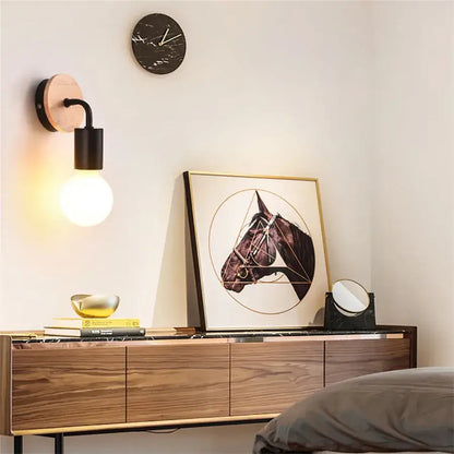 Modern black & white iron art wall light bedroom sconce