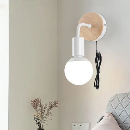 Modern black & white iron art wall light bedroom sconce
