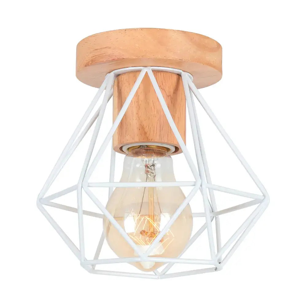 Modern black & white iron wood e27 ceiling light bedroom lamp