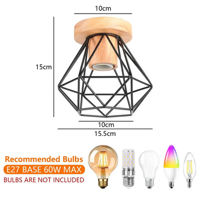Modern black & white iron wood e27 ceiling light bedroom lamp
