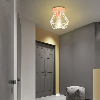 Modern black & white iron wood e27 ceiling light bedroom lamp