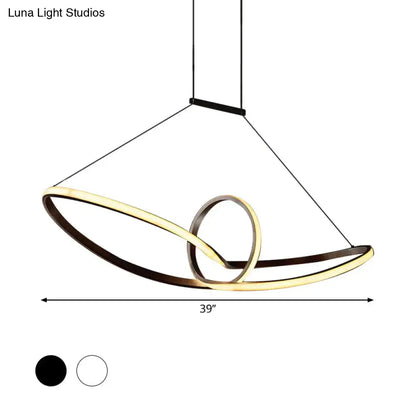 Modern black & white knotting island pendant – kitchen led light