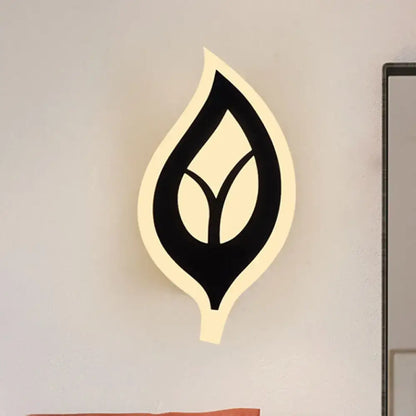 Modern black & white leaf sconce light bedroom wall lamp