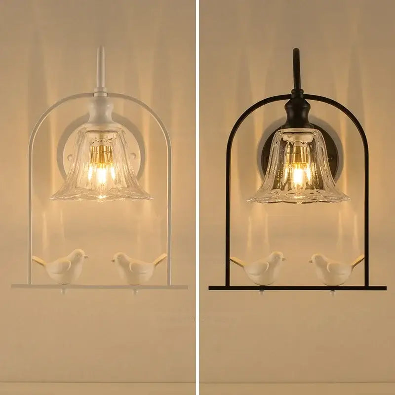 Modern black & white led bird wall sconce living room light