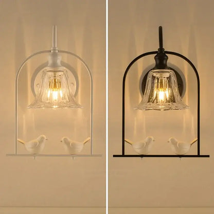 Modern black & white led bird wall sconce living room light