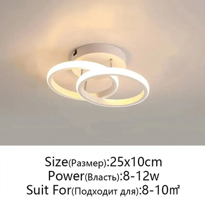 Modern black & white led ceiling lamp living room intertwined ring