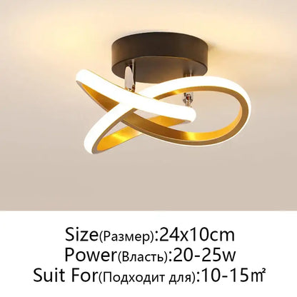 Modern black & white led ceiling lamp living room intertwined ring