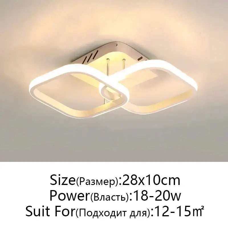 Modern black & white led ceiling lamp living room intertwined ring