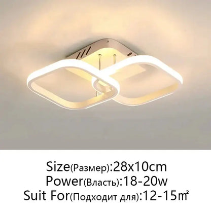 Modern black & white led ceiling lamp living room intertwined ring