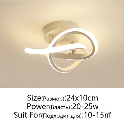 Modern black & white led ceiling lamp living room intertwined ring