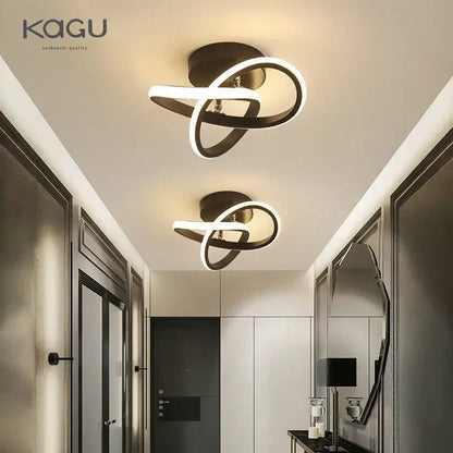 Modern black & white led ceiling lamp living room intertwined ring