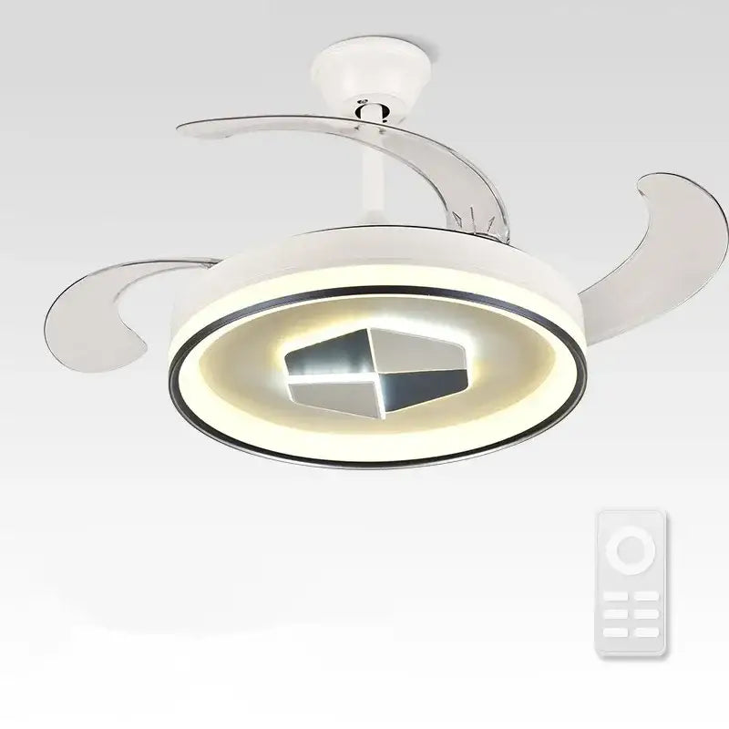 Modern black & white led chandelier ceiling fan living room