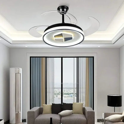 Modern black & white led chandelier ceiling fan living room