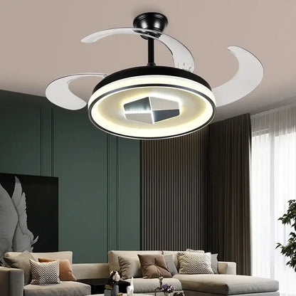 Modern black & white led chandelier ceiling fan living room