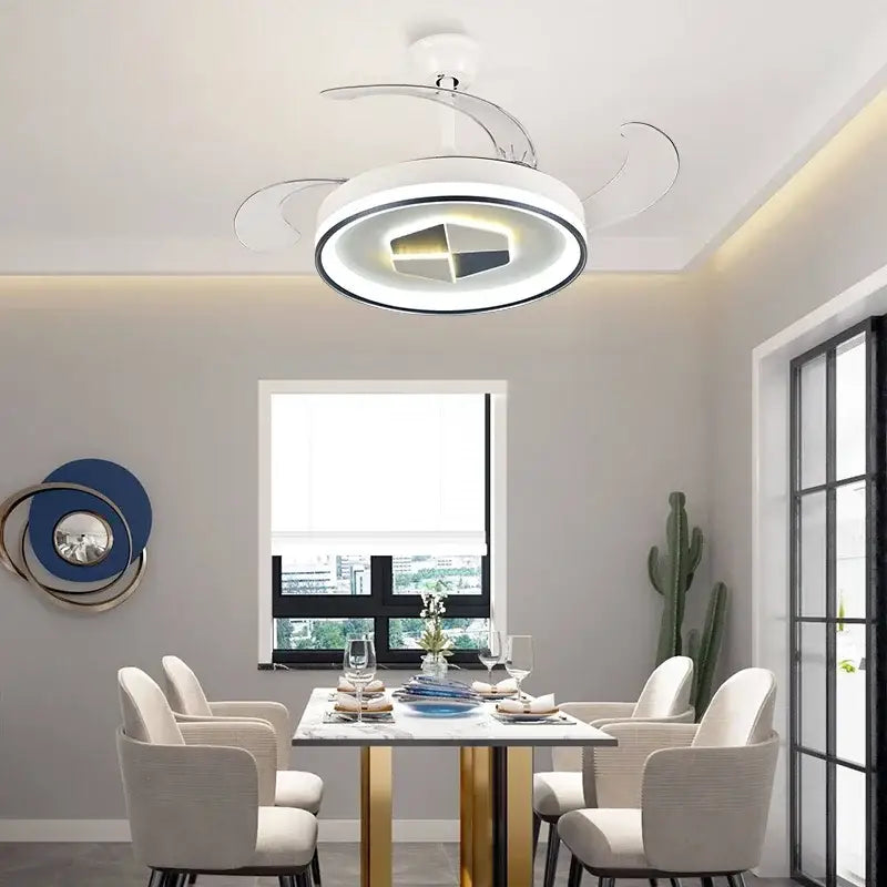 Modern black & white led chandelier ceiling fan living room