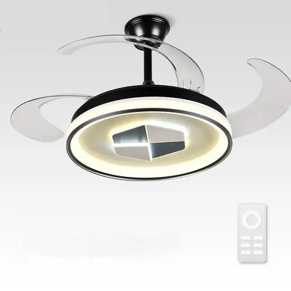 Modern black & white led chandelier ceiling fan living room