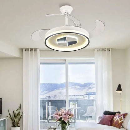 Modern black & white led chandelier ceiling fan living room