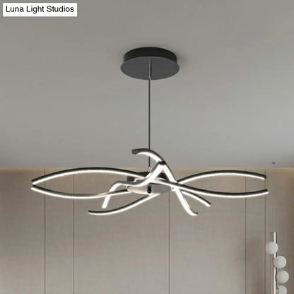 Modern black & white led floral chandelier living room light type