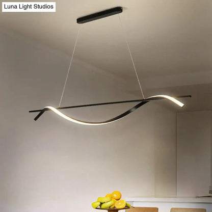Modern black & white led hanging lamp – dining room simplicity curved