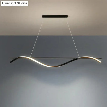Modern black & white led hanging lamp – dining room simplicity curved