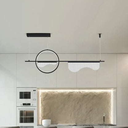 Modern black & white led metal island pendant kitchen wavy light