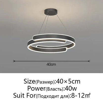 Modern black & white led ring chandelier living room pendant light