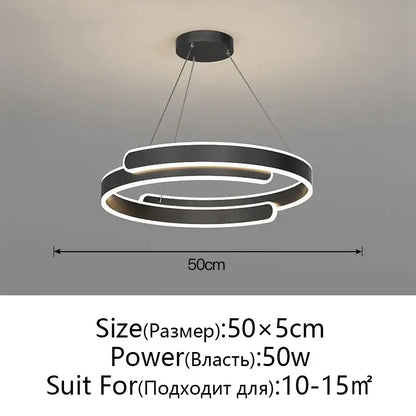 Modern black & white led ring chandelier living room pendant light