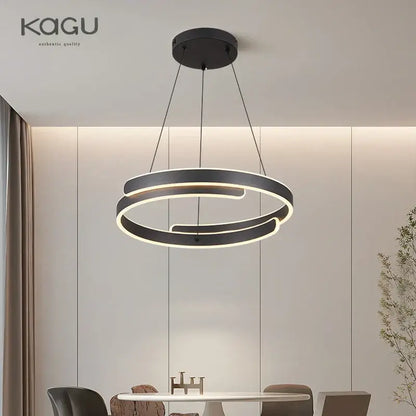 Modern black & white led ring chandelier living room pendant light